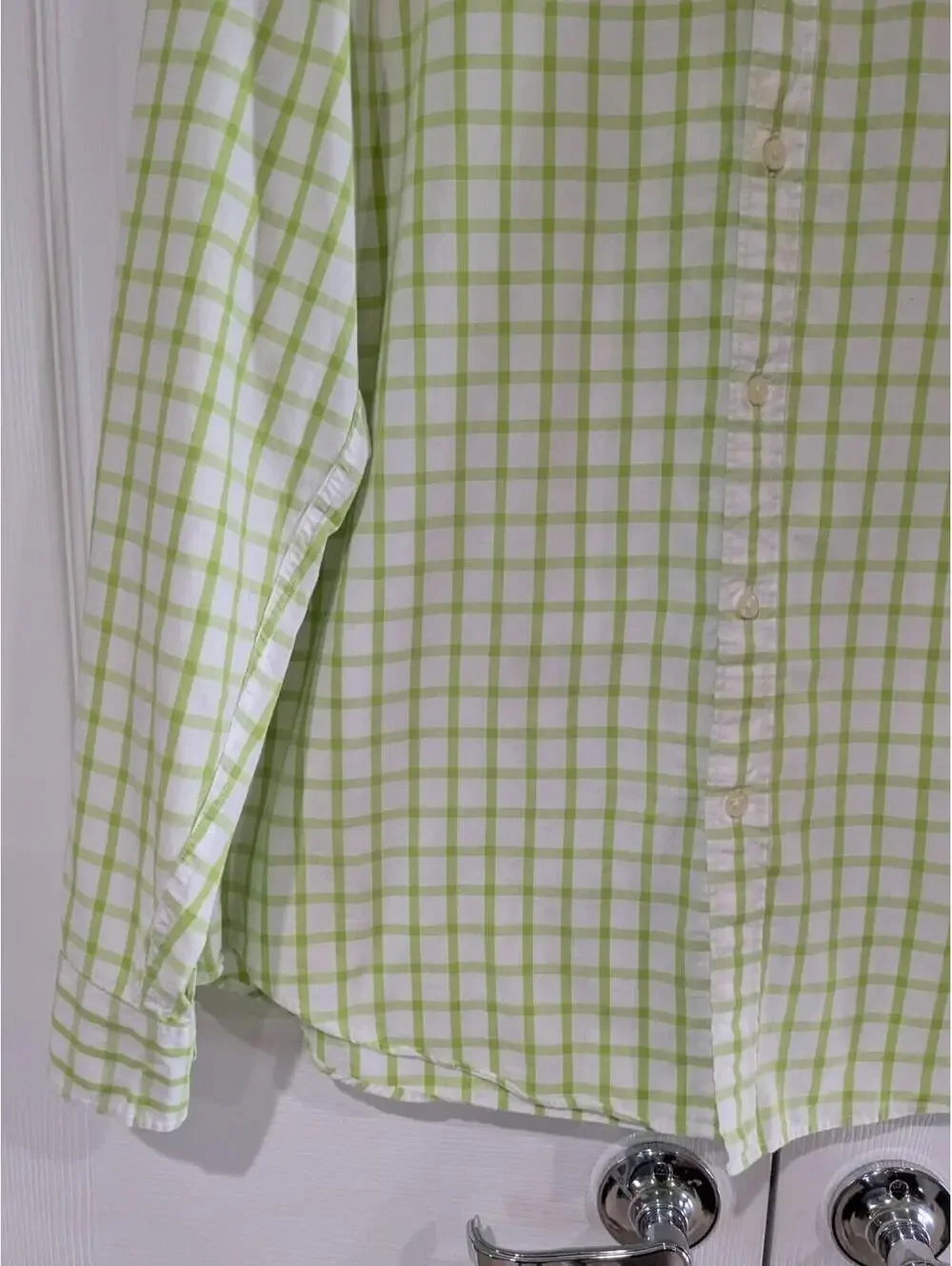 J. Crew Men's Long Sleeve Button Down Shirt, Lime Green White, Size XL, Cotton